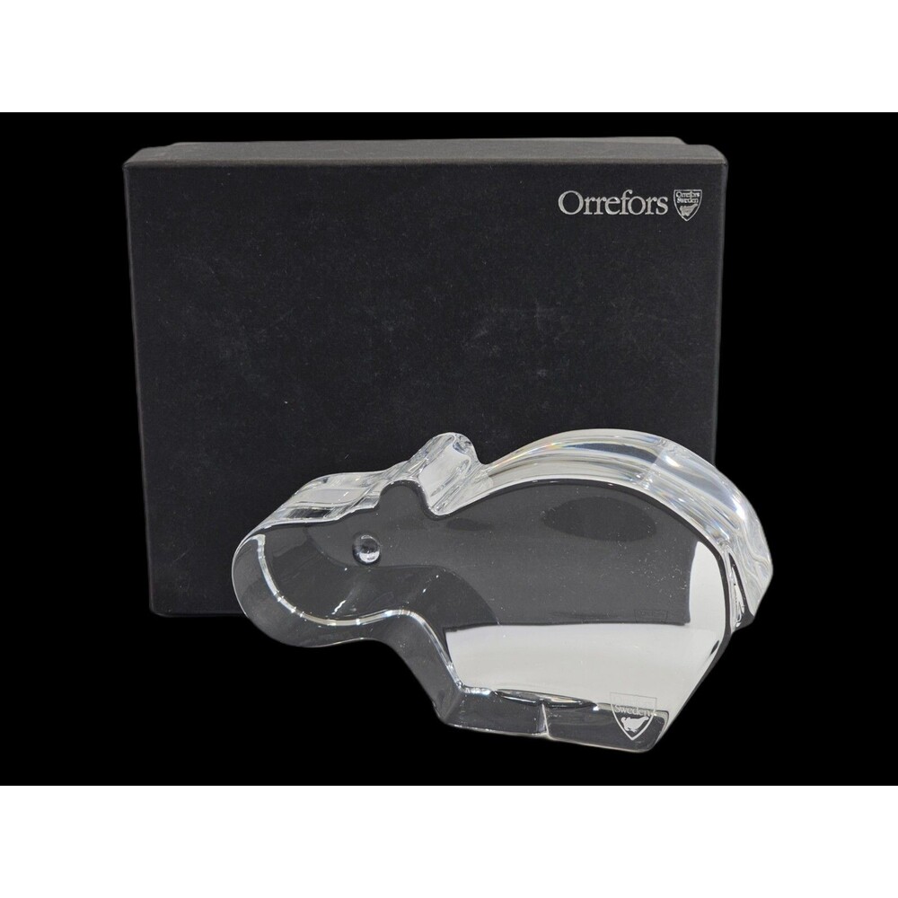 Orrefors‎ Zoo Collection 6534715 Hippopotamus Hippo Clear Crystal Figurine EUC